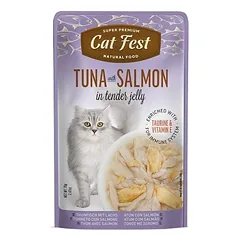 CatFest Tuna With Salmon In Jelly drėgnas maistas suaugusioms katėms, 70 g