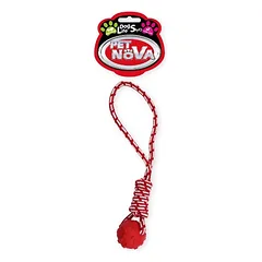 Virvė su kamuoliu 11cm raudona su mėtų kvapu, cypiantis