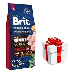 BRIT Premium By Nature Senior L+XL 15kg + STAIGMENA ŠUNIUI