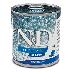 Farmina N&D Dog Ocean Adult su menke ir kalmarais, drėgnas maistas šunims 285 g parduotuvėje Petz.lt