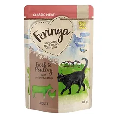 Feringa Classic Meat meniu bandomasis rinkinys, maišeliai 12 x 85 g, drėgnas maistas katėms, 80 - 99 g — 4 nuotrauka