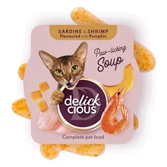 Delickcious sardinių sriuba katėms su krevetėmis ir moliūgais, 80g