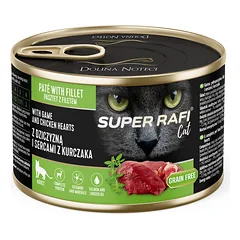 DOLINA NOTECI Super Rafi Cat P&F su elniena ir vištienos širdelėmis 185g