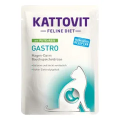 Kattovit Feline Diet Gastro guliašas su kalakutiena ir ryžiais katėms - Pet24