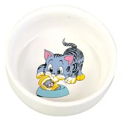 Trixie Dubenėlis su nupieštu katinu, keramika, 0.3 l/ 11 cm, baltas