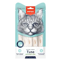 Wanpy Creamy Treat Tuna & Codfish tyrelių skanėstai katėms 70 g