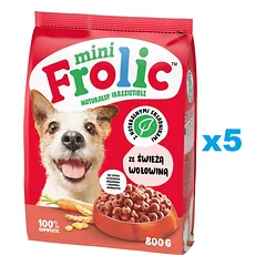 FROLIC Mini Naturally Irresistible 5x800 g Pusiau drėgnas mažų veislių šunų ėdalas su šviežia jautiena