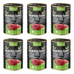 SUPER RAFI Cat su laukine mėsa ir vištienos širdimis 6x400g drėgnas maistas katėms
