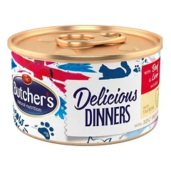 Butchers Classic Su Jautiena ir Kepenėlėmis Putėsiai visavertis drėgnas maistas suaugusioms katėms, 85 g