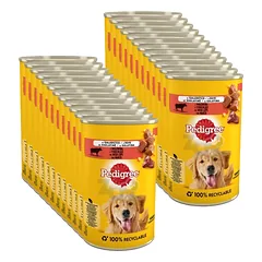 PEDIGREE Adult konservų dėžutė 24x400g - drėgnas šunų ėdalas su jautiena drebučiuose
