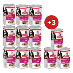 HILL'S Science Plan Canine Adult Beef 9x370 g suaugusiems šunims su jautiena + 3 skardinės NEMOKAMAI!