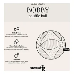 DISTRICT 70 BOBBY užimtumo žaislas - kamuolys šunims 13 cm., rusvas — 4 nuotrauka
