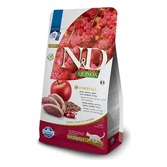 Farmina N&D Cat Grain Free Hairball sausas maistas suaugusioms katėms su antiena ir obuoliais, 300 g
