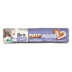 Brit Care Duo Mousse kreminiai skanėstai katėms su vištiena ir antiena 4 x 14 g