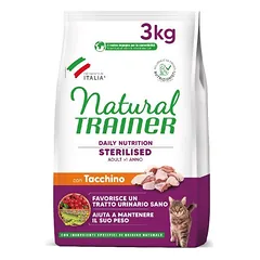 Natural Trainer Cat Sterilised Turkey visavertis sausas maistas suaugusioms sterilizuotoms katėms su kalakutiena, 3 kg