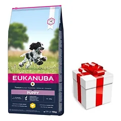 EUKANUBA Puppy&Junior Medium Breed 15kg + STAIGMENA ŠUNIUI