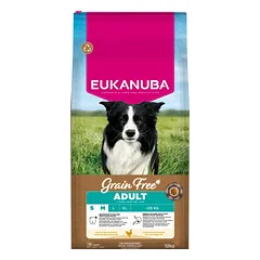 EUKANUBA Grain Free Adult Small Medium Chicken 12 kg begrūdų sausas maistas mažų ir vidutinių veislių šunims su vištiena