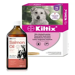 Bayer KILTIX, antkaklis dideliems šunims 70cm + Lab-V 100% lašišų aliejus įvairaus amžiaus šunims ir katėms 500ml šalto spaudimo nuotrauka