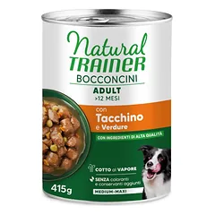 Natural Trainer Bocconcini Adult Medium & Maxi gabaliukai, drėgnas maistas šunims 415 g parduotuvėje Petz.lt