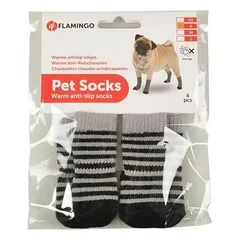 Flamingo pet socks S 45*35mm BLACK/GREY 4 gab.