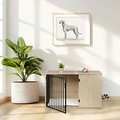 Šunų narvas Relaxdays 10050946_491, 2 dubenėliai, 102 × 65,5 × 60 cm — 3 nuotrauka