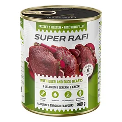 RAFI Super su elniais ir anties širdimis 800g paštetas šunims