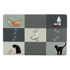 TRIXIE Patchwork kilimėlis dubenėliams katėms 44×28 cm pilkas