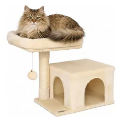 lionto Kratzbaum 50 cm mit Höhle, Kuschelbett und Plüschball