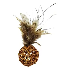 MCBOSON Rattanball mit Federn und Glöckchen