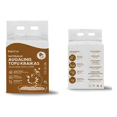 8 VNT. – Kraikas katėms TOFU BeloCat, kavos kvapo, 6 l (2,5 kg), 2 mm granulės