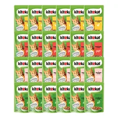 KITEKAT Mix skonių padaže 24x85 g su vištiena, jautiena, lašiša ir triušiu