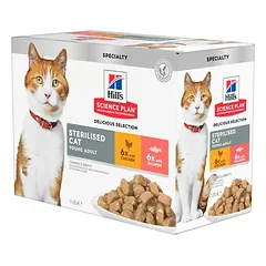 Hill's SP konservuotas maistas sterilizuotoms katėms su vištiena ir lašiša, 12x85 g