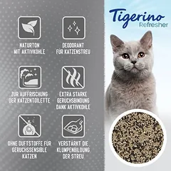 Tigerino Refresher natūralaus molio dezodorantas kraikui – Active Carbon, Ekonominė pakuotė: 3 x 700 ml — 2 nuotrauka