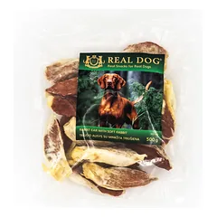 Real Dog skanėstai šunims, triušio ausys su minkšta triušiena, 500 g