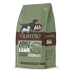 QUATTRO begrūdis sausas maistas visų veislių šunims su ėriena monoproteinas, 3kg
