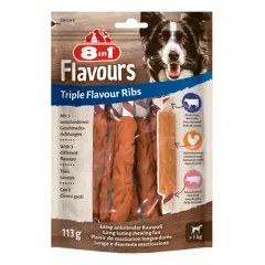 8in1 Flavours trigubo skonio šonkauliukai šunims, 113 g