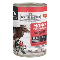 WIEJSKA ZAGRODA Monoprotein Beef šlapias šunų maistas 24x400 g