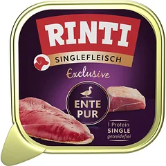 RINTI Singlefleisch Exclusive Duck Pure Monoproteinų pašaras su antiena 12x150g — 1 nuotrauka
