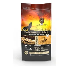 Hipoalerginis Ambrosia Grain-Free Adult Mini Fresh Salmon & Rabbit – Begrūdis Sausas Maistas Suaugusiems, Mažų Veislių Šunims 1,5kg. – 5kg