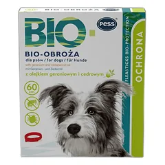PESS biologinis antkaklis su pelargonijų ir kedrų aliejais nuo parazitų šunims, 60 cm