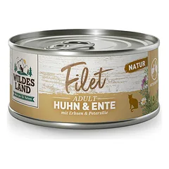 WILDES LAND Filet konservai katėms su vištiena, antiena ir žirneliais 80 g nuotrauka