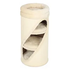 Draskyklė-bokštas 75 cm, Ø35 cm, su 3 nameliais, skalbiamu guoliu ir sizalio danga, 1–2 katėms iki 6 kg, smėlio spalvos