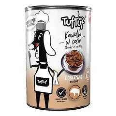 TufTuf drėgnas maistas šunims – mėsos gabaliukai, skardinė 415 g — 2 nuotrauka