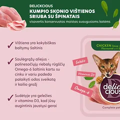 Delickcious vištienos sriuba katėms su kumpiu ir špinatais, 80g — 2 nuotrauka