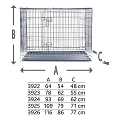 Trixie Transport Crate sulankstomas metalinis narvas šunims su dvigubomis durimis ir padėklu, 93x69x62 cm — 2 nuotrauka