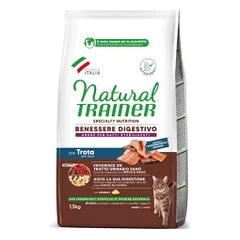 Natural Trainer Sensitive No Gluten sausas maistas su upėtakiu katėms, 1,5 kg