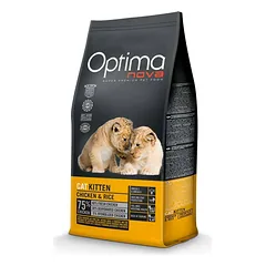 Optima Nova Cat Kitten Chicken & Rice sausa maistas kačiukams ir nėščiosioms katėms, 400 g photo