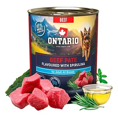 Ontario Adult Beef Pate Flavoured with Spirulina konservai suaugusiems šunims su jautiena ir spirulina, 800 g