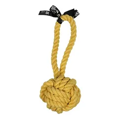 Europet Bernina žaislas šunims, kamuoliukas su kilpa „are you knots“, geltonas, Matmenys: 25 cm — 2 nuotrauka