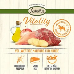 Lukullus Vitality imuninės sistemos palaikymui: šerniena (begrūdis), sausas maistas šunims, < 1,4 kg — 3 nuotrauka